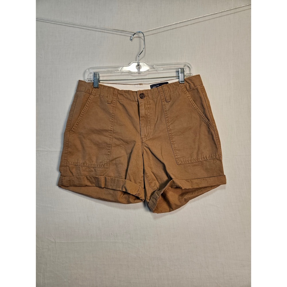 Gap Womens Brown Utility Chino Shorts Cuffed Size 6 Patch Pockets 3147